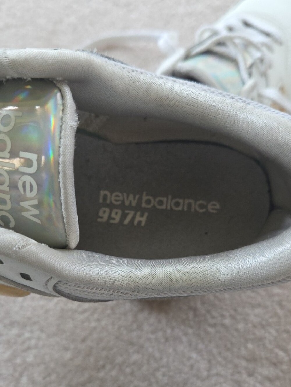 New Balance 997 White Leather Sneakers Gel Sparkle 'N' Womens Size 8 - Picture 7 of 8